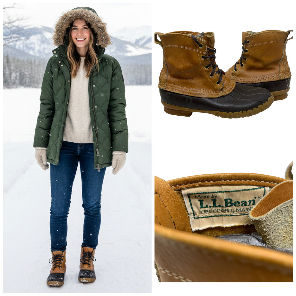 Vintage 1980's L.L. Bean Duck Boots Women's Sz 6 Freeport Maine Hunting Shoes